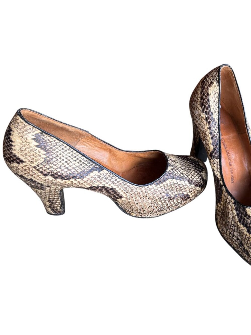 Vintage Python Skin High Heels, East Africa Leather Factory, Size 6.5-7 Women's